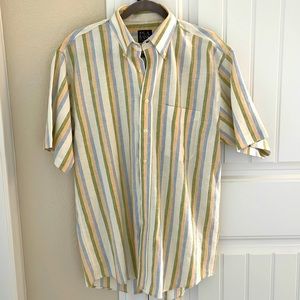 Jos A Bank Traveler’s Collection Striped Linen Button Down Short Sleeve …